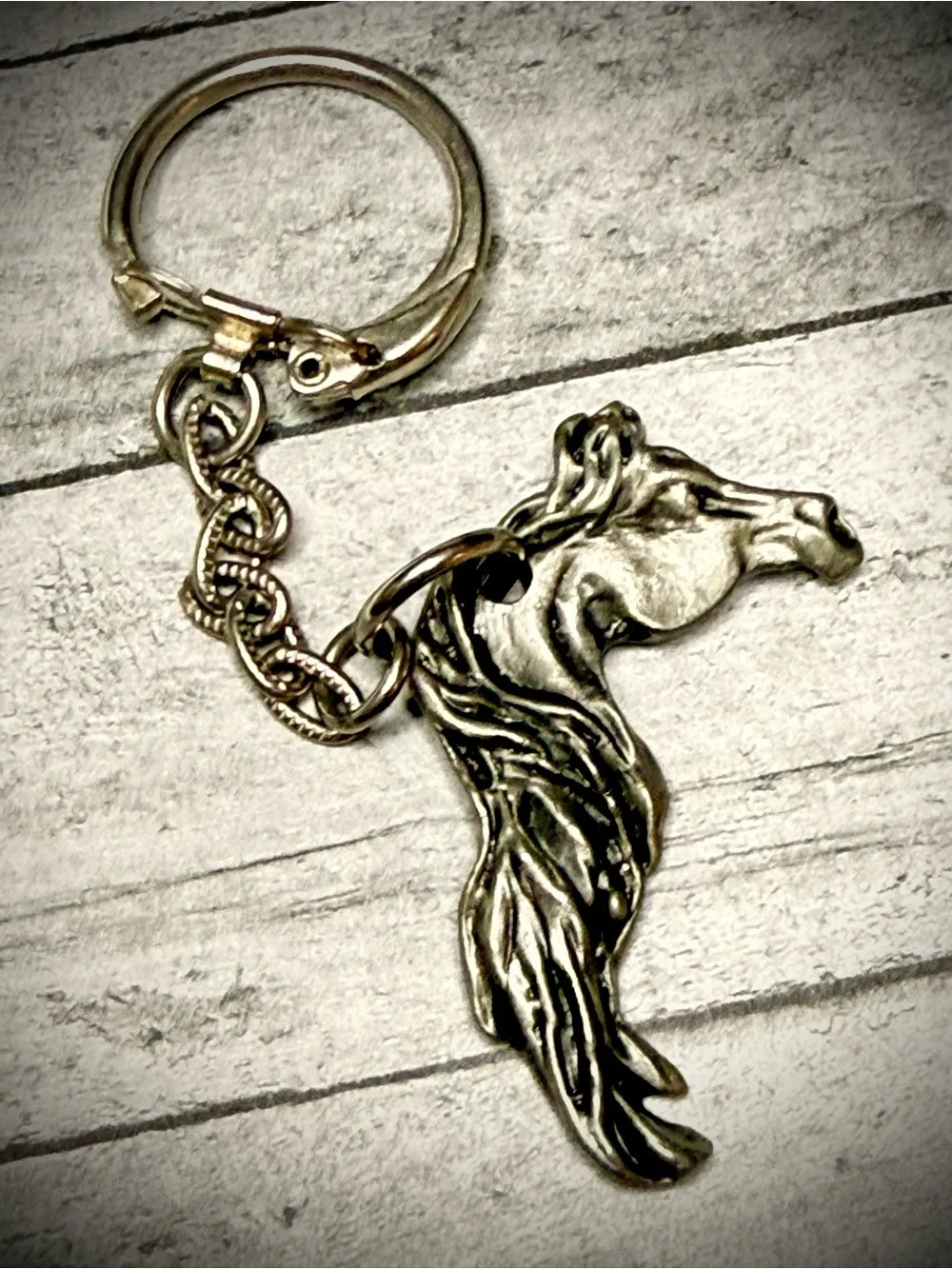 Pewter Horse Head Keychain